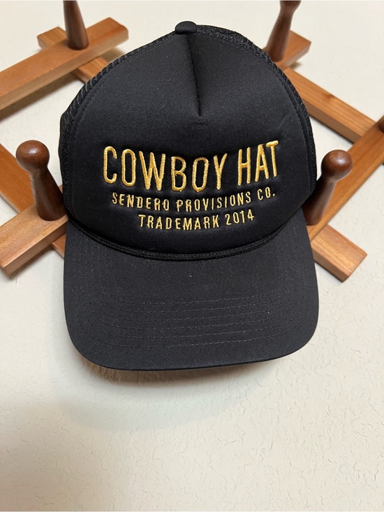Accessories - Cowboy Hat Embroidered Trucker Cap - Black & Gold